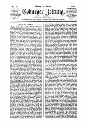 Coburger Zeitung Montag 26. Januar 1863