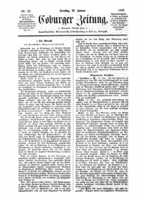 Coburger Zeitung Dienstag 27. Januar 1863