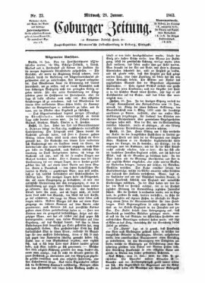 Coburger Zeitung Mittwoch 28. Januar 1863