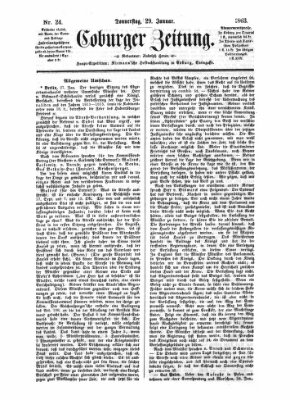 Coburger Zeitung Donnerstag 29. Januar 1863