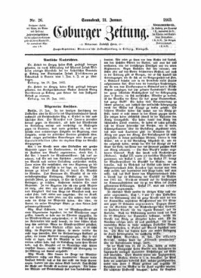 Coburger Zeitung Samstag 31. Januar 1863