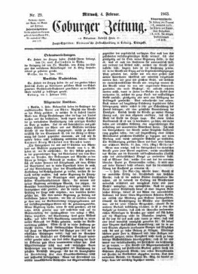 Coburger Zeitung Mittwoch 4. Februar 1863