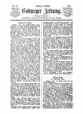 Coburger Zeitung Freitag 6. Februar 1863