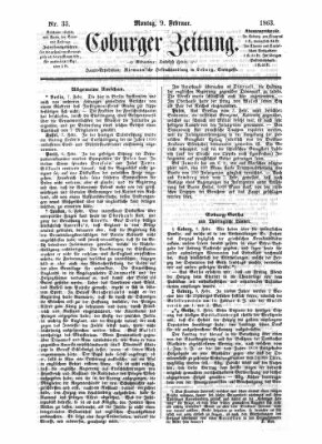 Coburger Zeitung Montag 9. Februar 1863