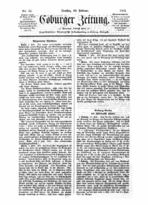 Coburger Zeitung Dienstag 10. Februar 1863