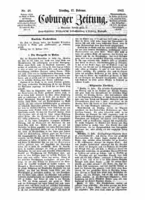 Coburger Zeitung Dienstag 17. Februar 1863