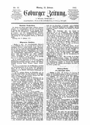 Coburger Zeitung Montag 23. Februar 1863