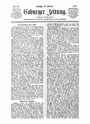 Coburger Zeitung Dienstag 24. Februar 1863