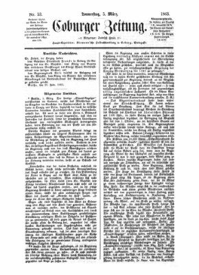 Coburger Zeitung Donnerstag 5. März 1863