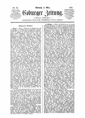 Coburger Zeitung Mittwoch 11. März 1863