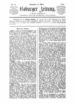 Coburger Zeitung Samstag 14. März 1863