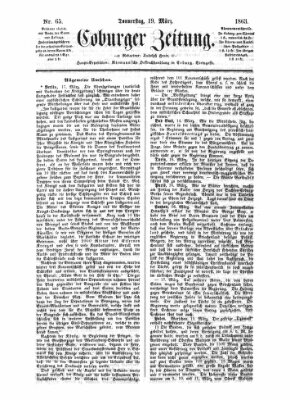 Coburger Zeitung Donnerstag 19. März 1863