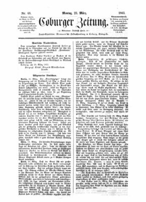 Coburger Zeitung Montag 23. März 1863