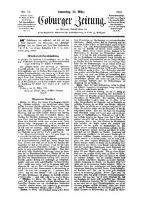 Coburger Zeitung Donnerstag 26. März 1863