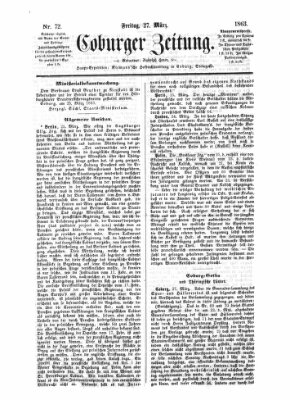 Coburger Zeitung Freitag 27. März 1863