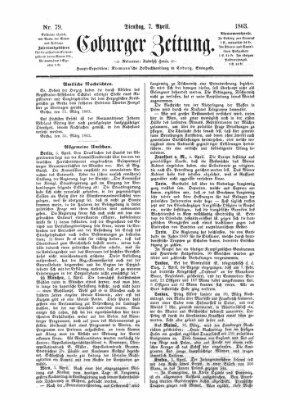 Coburger Zeitung Dienstag 7. April 1863