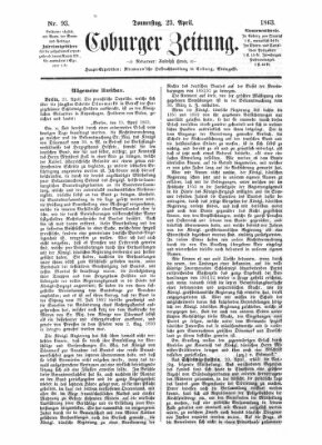 Coburger Zeitung Donnerstag 23. April 1863