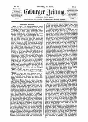 Coburger Zeitung Donnerstag 30. April 1863