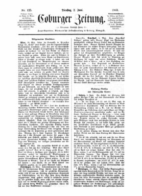 Coburger Zeitung Dienstag 2. Juni 1863