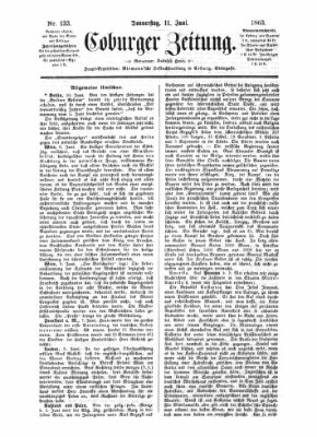 Coburger Zeitung Donnerstag 11. Juni 1863