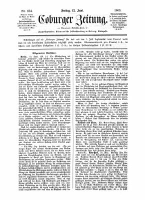 Coburger Zeitung Freitag 12. Juni 1863