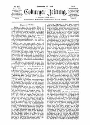 Coburger Zeitung Samstag 13. Juni 1863