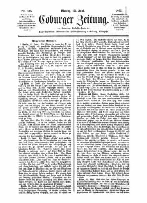 Coburger Zeitung Montag 15. Juni 1863