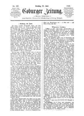 Coburger Zeitung Dienstag 16. Juni 1863