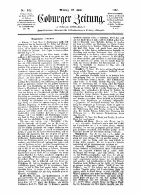 Coburger Zeitung Montag 22. Juni 1863