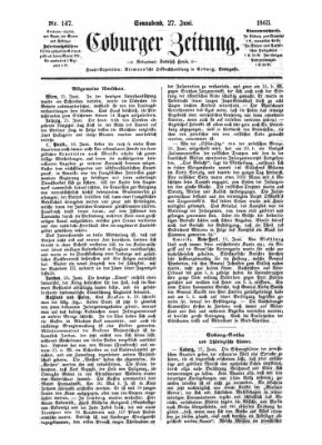 Coburger Zeitung Samstag 27. Juni 1863