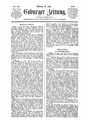 Coburger Zeitung Montag 29. Juni 1863