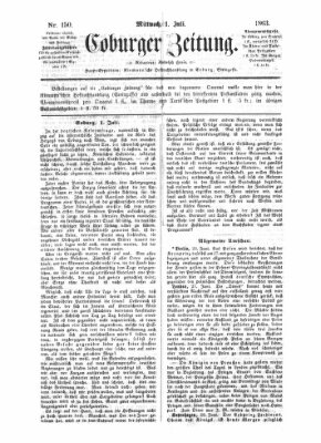 Coburger Zeitung Mittwoch 1. Juli 1863