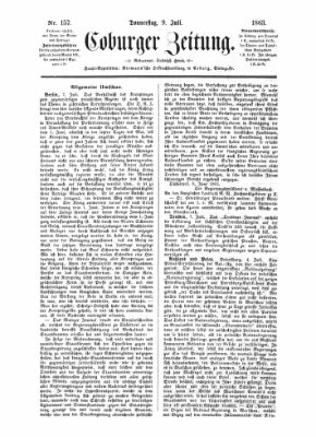 Coburger Zeitung Donnerstag 9. Juli 1863