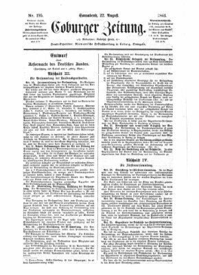 Coburger Zeitung Samstag 22. August 1863