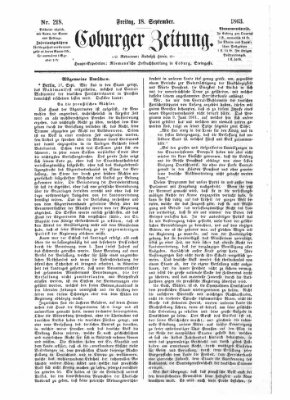 Coburger Zeitung Freitag 18. September 1863