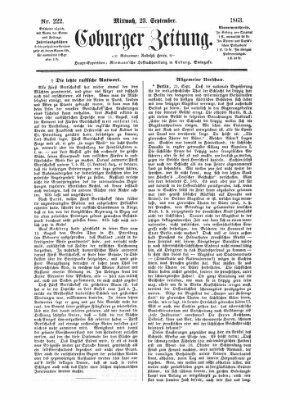 Coburger Zeitung Mittwoch 23. September 1863