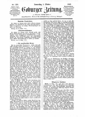 Coburger Zeitung Donnerstag 1. Oktober 1863