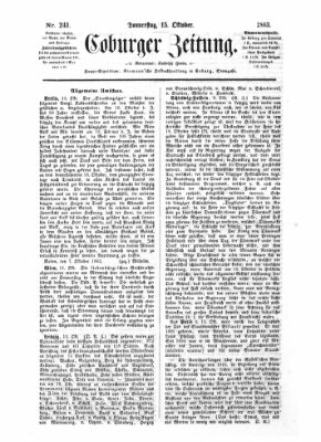 Coburger Zeitung Donnerstag 15. Oktober 1863