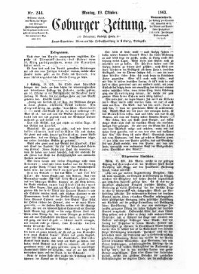 Coburger Zeitung Montag 19. Oktober 1863