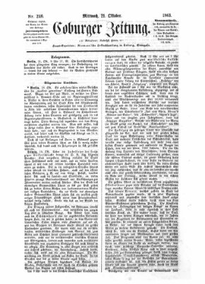 Coburger Zeitung Mittwoch 21. Oktober 1863