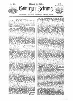 Coburger Zeitung Mittwoch 28. Oktober 1863