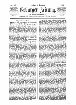 Coburger Zeitung Dienstag 3. November 1863