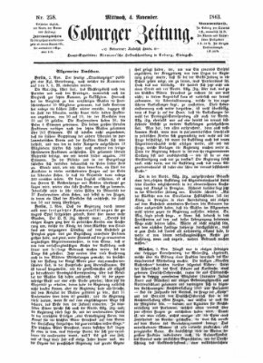 Coburger Zeitung Mittwoch 4. November 1863