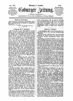 Coburger Zeitung Mittwoch 2. Dezember 1863