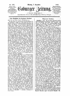 Coburger Zeitung Montag 7. Dezember 1863