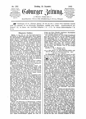 Coburger Zeitung Dienstag 15. Dezember 1863