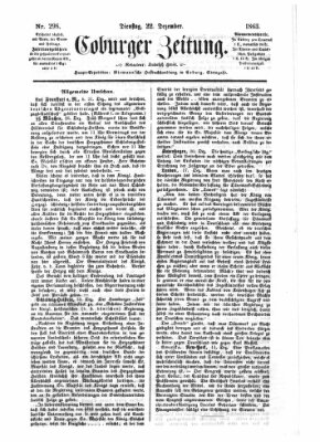 Coburger Zeitung Dienstag 22. Dezember 1863