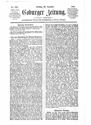 Coburger Zeitung Dienstag 29. Dezember 1863