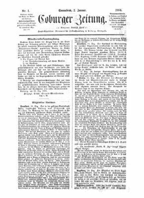 Coburger Zeitung Samstag 2. Januar 1864