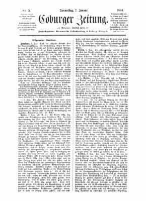 Coburger Zeitung Donnerstag 7. Januar 1864